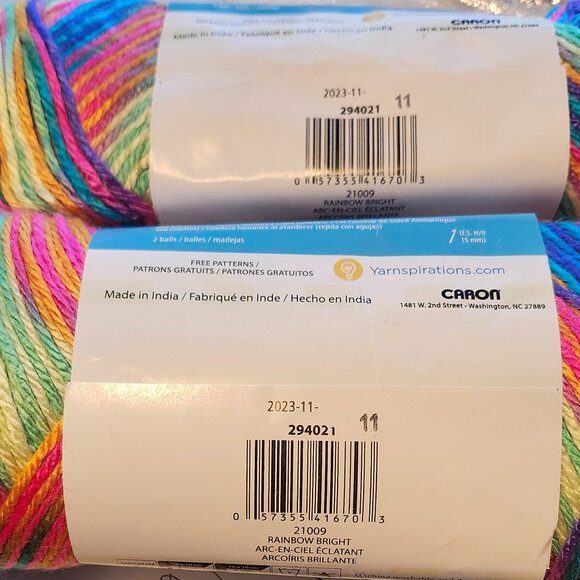 Caron Simply Soft Paints 2 Yarns Rainbow Bright Same Lot - Picture 6 of 6